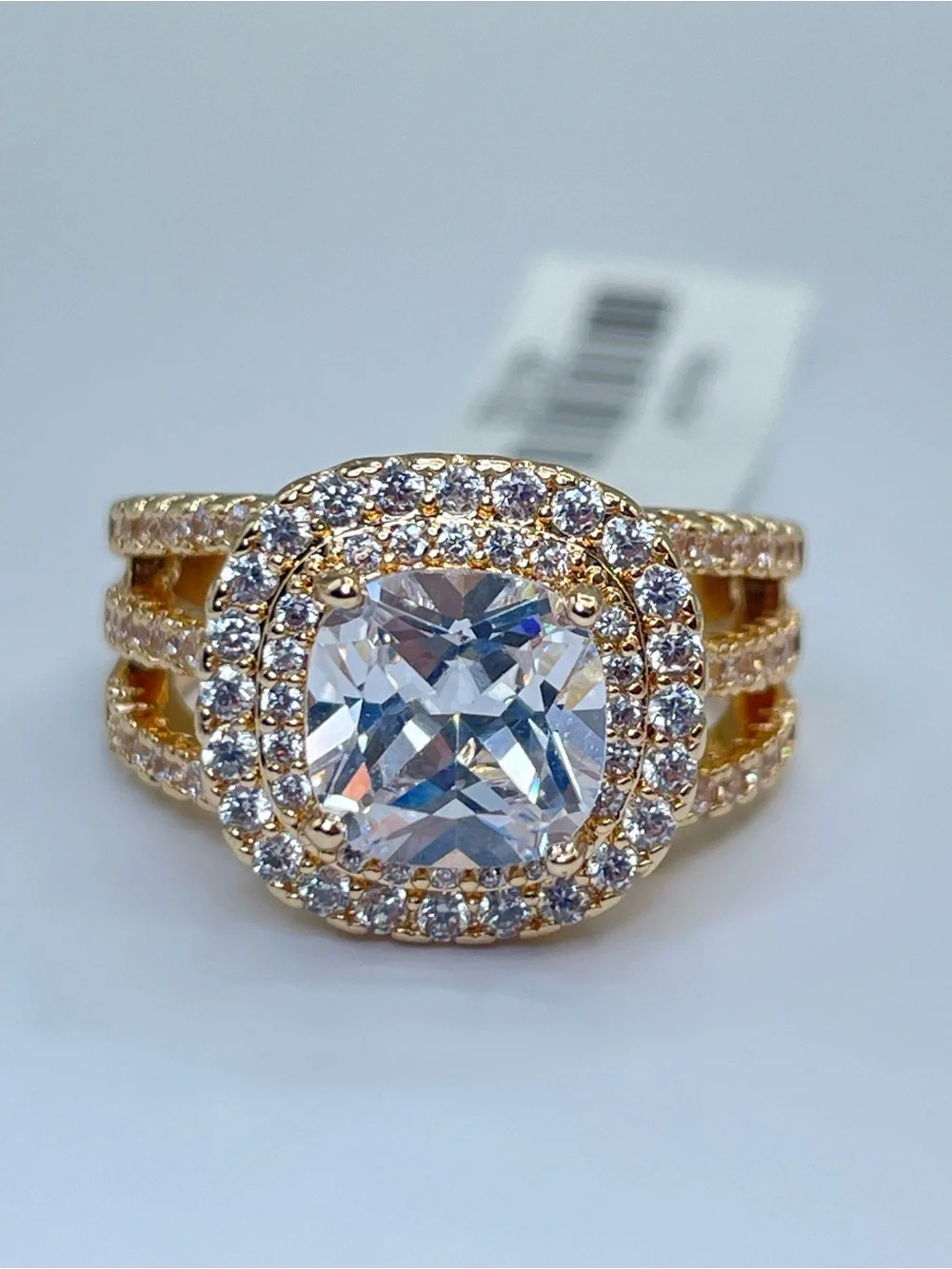 Swarovski Crystal Elements White Crystal Halo Statement Bold Ring Sz 7